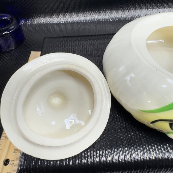 Anthropomorphic Onion Keeper Dish Bowl Lidded Crying Face Ceramic Container VTG - Picture 7 of 14